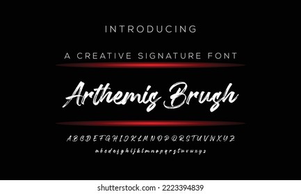 Best Alphabet "Arthemis Brush" Brush Script Font. handwritten type font lettering