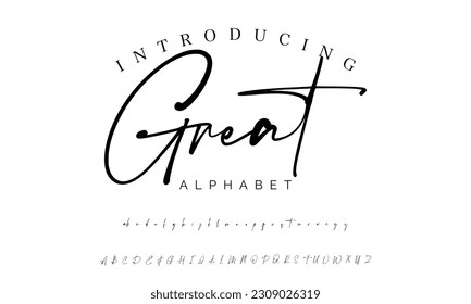 Mejor Alfabeto Gran Guión Asombroso Firma Logotipo Tipo de letra Letras manuscritas