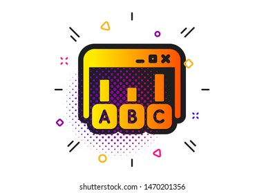 Best answer sign. Halftone circles pattern. Survey results icon. Business stats symbol. Classic flat survey results icon. Vector