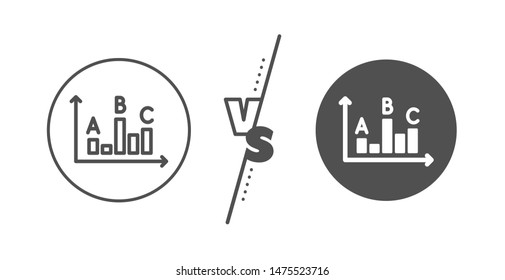 Best answer sign. Versus concept. Survey results line icon. Business stats symbol. Line vs classic survey results icon. Vector