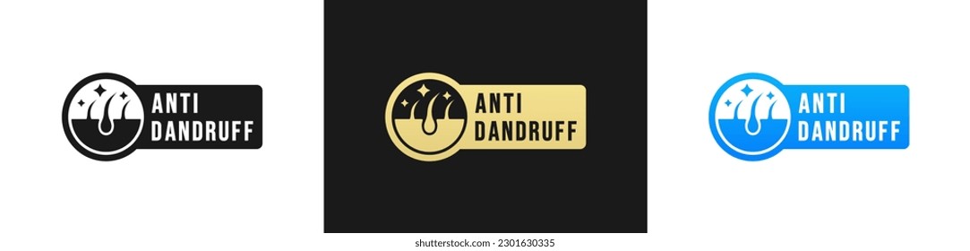 Best Anti dandruff label or Anti dandruff logo vector isolated in flat style. Anti dandruff label vector for product packaging design element. Anti dandruff logo vector for packaging design element.