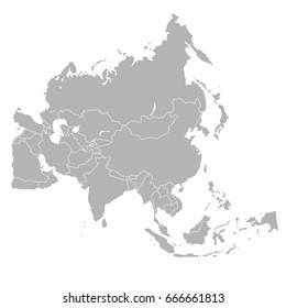 best Asia outline world map  - Shutterstock ID 666661813