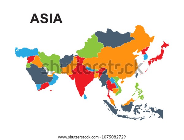 世界地図の概要を示す最高のアジア地図 のベクター画像素材 ロイヤリティフリー 1075082729