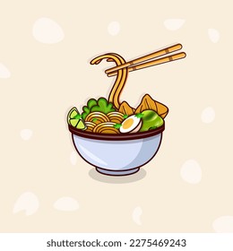 Best Asian Food Ramen Vector, Hi-Quality Colorful Ramen Illustration Template, Premium Vector. Excellent Creative Ramen Vector Illustrations Vector With Background.