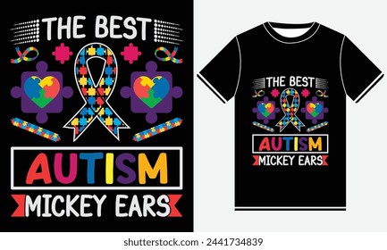 The Best Autism Mickey Ears - Autism Vector Tshirt - illustration vector art - Autism T-shirt Design Template - Print