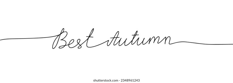 Best Autumn line art text. One line continuous Autumn short phrase. Handwriting words about fall. Vector illustration.