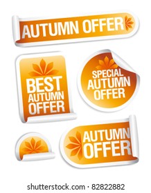 Best autumn offers stickers set.