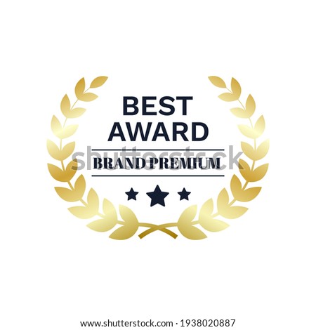 Best Award brand premium gold laurel wreath badge logo design tree star vector illustration isolated on white background.