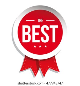 The Best award label with red ribbon