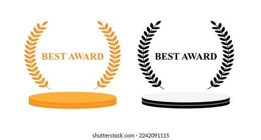 Best Award Nomination text with podium and laurel wreath template vector illustration