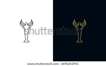 Best Award Trophy Statue Line Logo, Best Award Trophy Line Icon