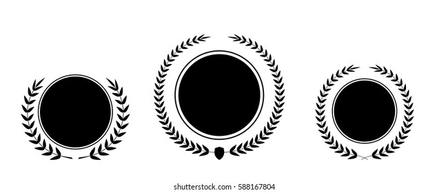 Best award Vector gold award laurel wreath set. Winner label, leaf symbol victory, triumph and success illustration collection.