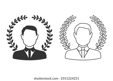 Best award wreath for businessman set. Vector illustration