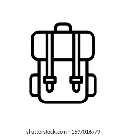 The best backpack icon design. High quality vector illustration in trendy line style with black color. Suitable for many purposes.
