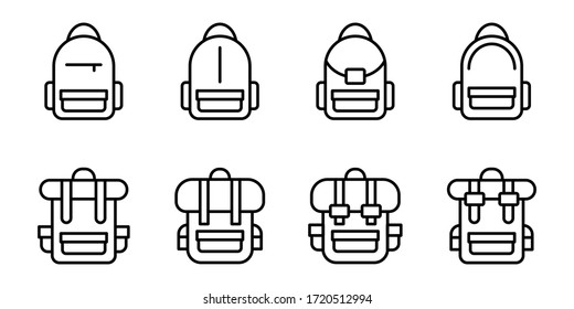 The best backpack icon set design, Collection of high quality vector illustration in trendy line style with black color, Suitable for many purposes