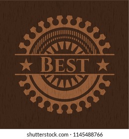 Best badge with wooden background