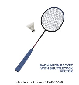 The best Badminton Racket and Shuttlecock vector illustration, racket with blue handle. flat cartoon design style. suitable for many purposes.