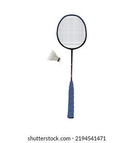 The best Badminton Racket and Shuttlecock vector illustration, racket with blue handle. flat cartoon design style. suitable for many purposes.