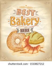 Mejor panadería aquí vector afiche