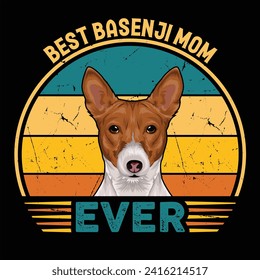 
Best Basenji Mom Ever Typography Retro T-shirt Design. This versatile design is ideal for prints, t-shirts, mugs, posters, and many other tasks.