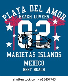 Best beach Mexico graphic design vector art