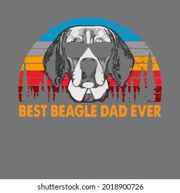 best beagle dad ever funny dog daddy retro unrise port vector design illustration print poster