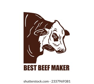 BEST BEEF MAKER LOGO, silueta de grandes ilustraciones de vectores de cabezas de ganado, esta imagen es perfecta para la granja de ganado o vendedor de vacas, etc.