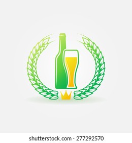 Best Beer bright logo or label - vector beer bottle and glass sign