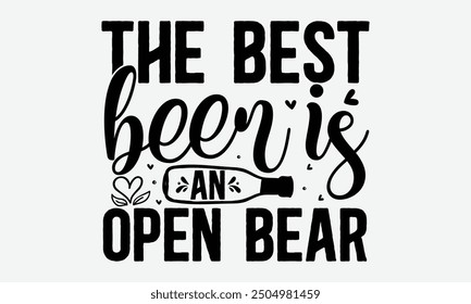 The best beer is an open bear - Featuring a girl with flying pink paper hearts, symbolizing love on a pristine white background. Suitable for greeting cards, mugs, and various templates.