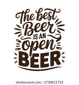 La mejor cerveza es un diseño de tipografía de cerveza abierta