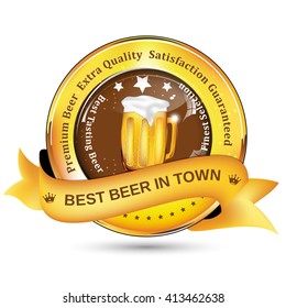 Best Beer in Town label with mug beer. Print colors used. Extra Quality, Satisfaction Guaranteed