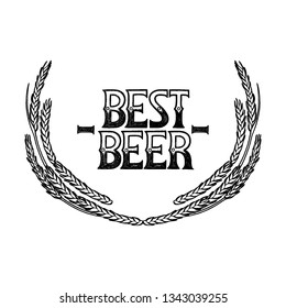 Best beer. Vintage vignette made of malts isolated on white background. Vector graphic design drawn in engraving technique. Coloring book page