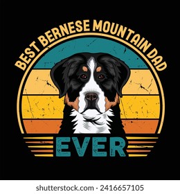 
Best Bernese Mountain Dad Ever Typography Retro T-shirt Design. This versatile design is ideal for prints, t-shirts, mugs, posters, and many other tasks.