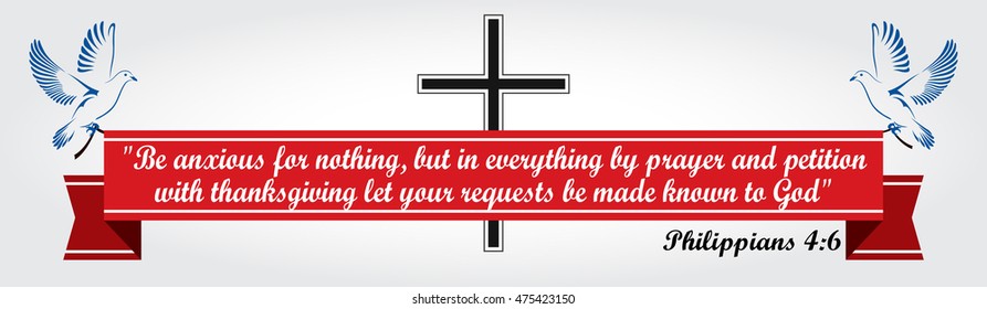 Best Bible verses everyone should know. Two Doves flying with a red ribbon. Dove Of Peace. Vector illustration.