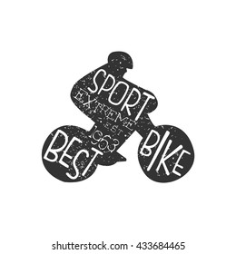 Best Bike Vintage Label. Black And White Freeride Club Hand Drawn Emblem. Monochrome Retro Vector Designed Stamp.