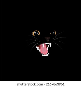 Mejor ilustración del vector facial de gato negro en fondo negro