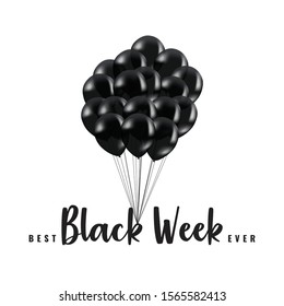 La mejor carta de Black Friday Week con globos negros