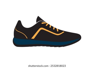 best black sneakers icon flat design sports shoes illustration on white background