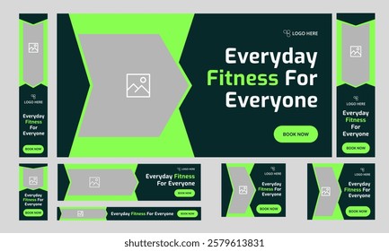 Best body fitness web set banner design for social media post, everyday workout plan web bundle banner design, fully editable vector eps 10 file format