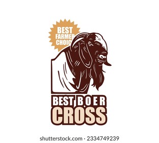 BEST BOER CROSS BREEDS LOGO, silhouette of great big goat head, this image is perfect for company logo, breeding boer farm, organic goat ranch, poster, web wallpaper, business card icon etc.