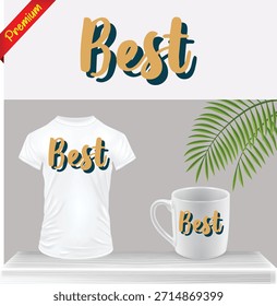 Diseño de Vector de tipografía minimalista audaz 'BEST': Gráfico de eslogan simple y potente para camisetas, tazas de café e impresión de ropa. Logro, excelencia y concepto de alta calidad.