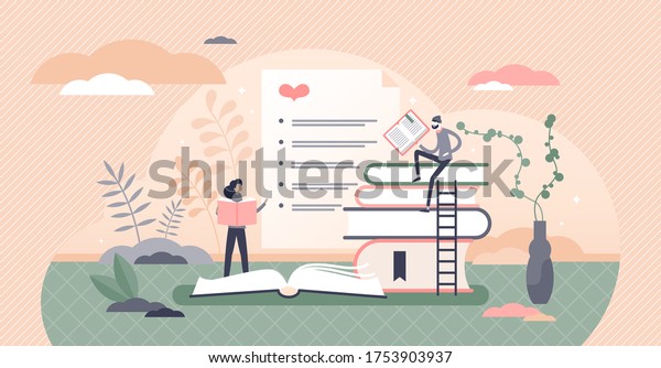 Best books list vector illustration. Top favorite\
literature sheet flat tiny persons concept. Feedback ranking\
winners graphic analysis from readers marks, votes and ratings.\
Quality literary work.