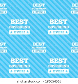 Best boyfriend ever sign icon. Award symbol. Exclamation mark. Seamless diagonal lines texture. Blue grunge texture background. Vector
