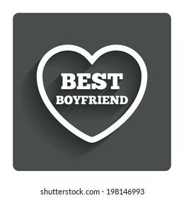 Best boyfriend sign icon. Heart love symbol. Gray flat button with shadow. Modern UI website navigation. Vector
