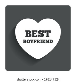 Best boyfriend sign icon. Heart love symbol. Gray flat button with shadow. Modern UI website navigation. Vector