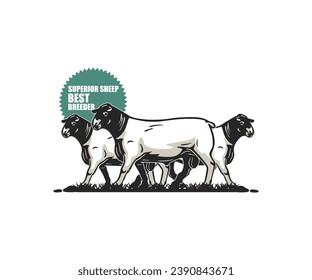 BEST BREEDER DORPER SHEEP LOGO, silhouette of great sheep standing in farm vector illustrations svg