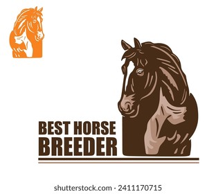 BEST BREEDER HORSE HEAD LOGO, silhouette of great mane face vector illustrations