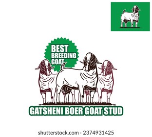 BEST BREEDING BOER GOAT LOGO, silueta de grandes ilustraciones vectoriales de carnero gatsheni de gran altura.