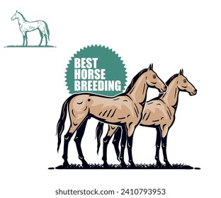 BEST BREEDING HORSE FARM LOGO, silueta de grandes y fuertes ilustraciones vectoriales en pie de caballo