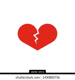 Red Broken Heart Icon Vector Illustration Stock Vector (Royalty Free ...